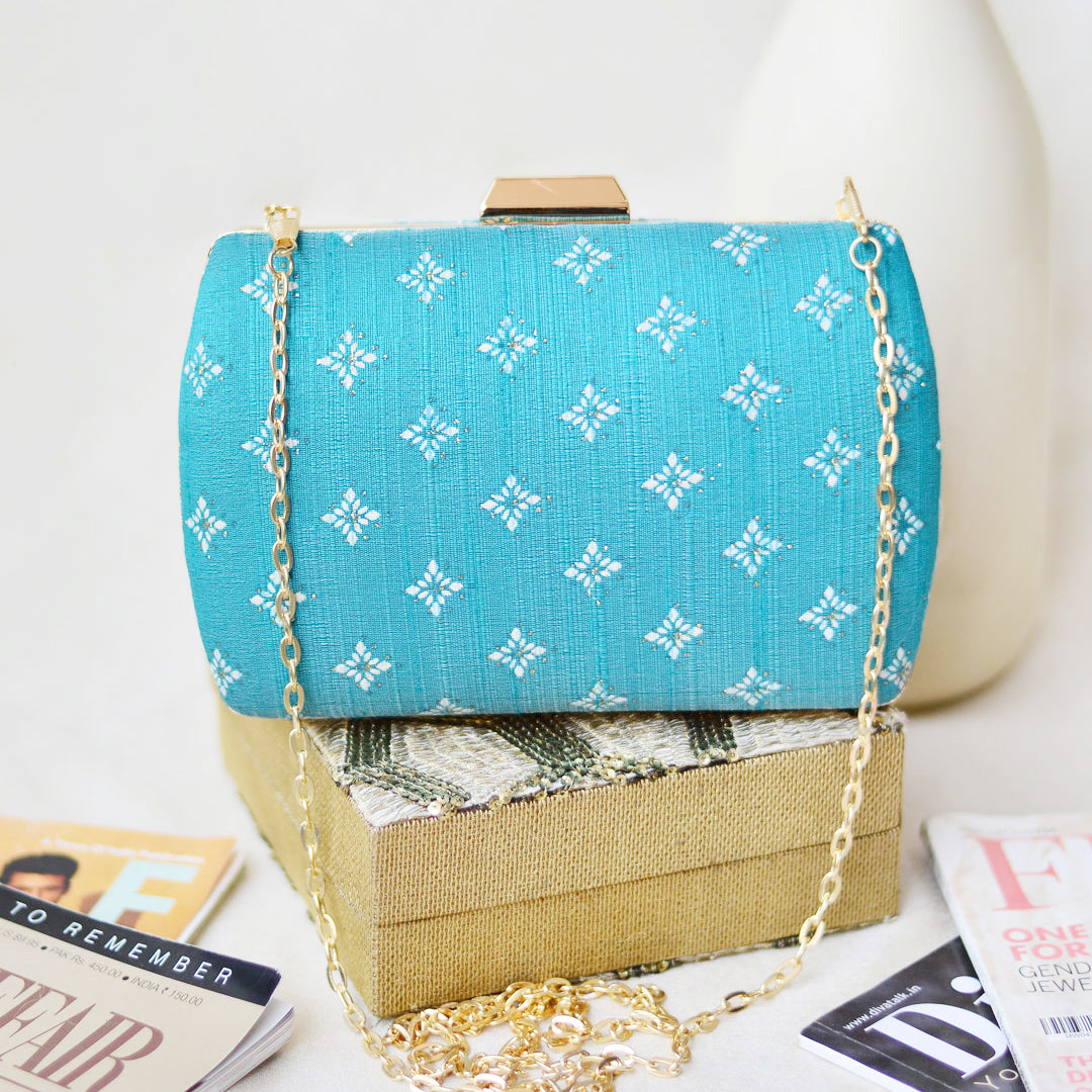 Light Blue Colour Pattern Clutch