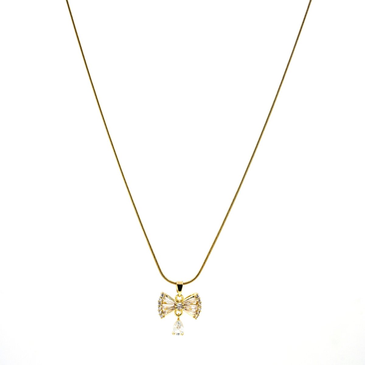 Artklim Gold Plated Bow Style Pendant Necklace
