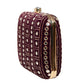 Maroon Mirror Sequins Embroidery Clutch