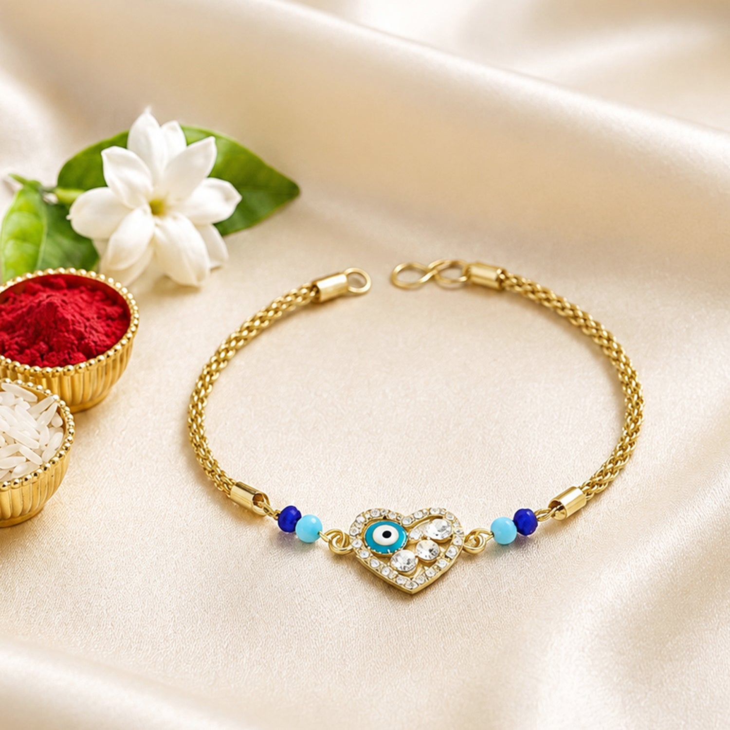 Artklim Heart Evil Eye Bhaiya Bhabhi Rakhi Pair