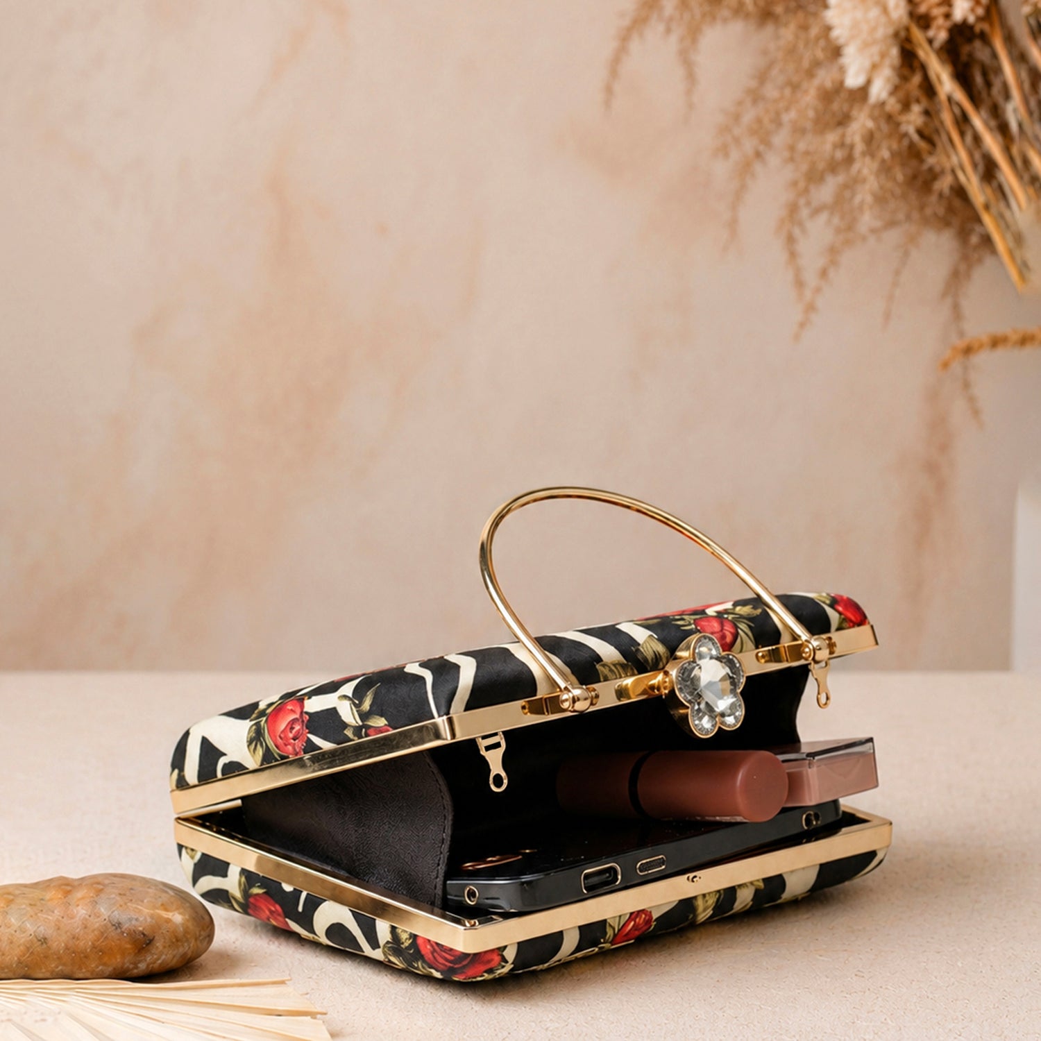 Artklim Zebra Floral Luxury Statement Clutch