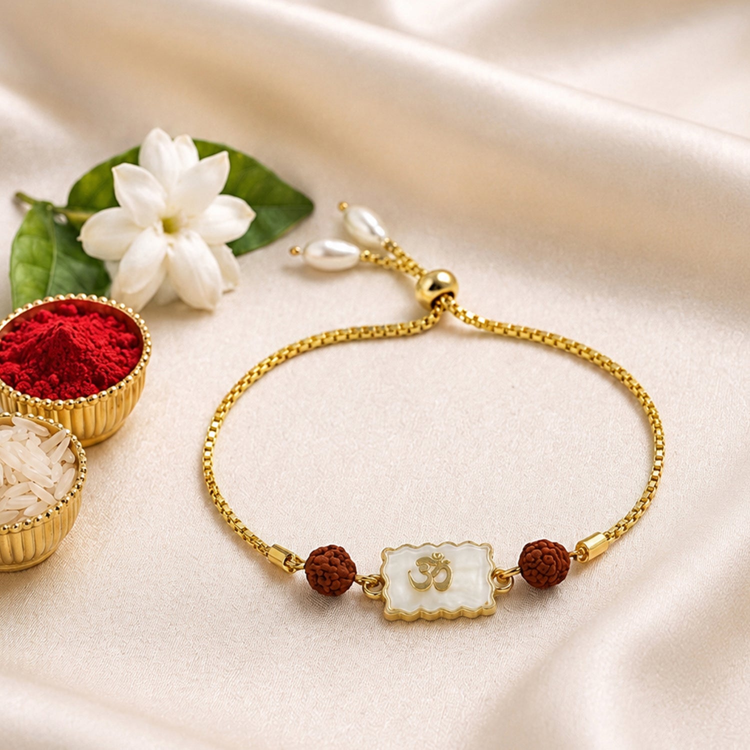 Artklim Om Rudraksha Bhaiya Bhabhi Rakhi Pair