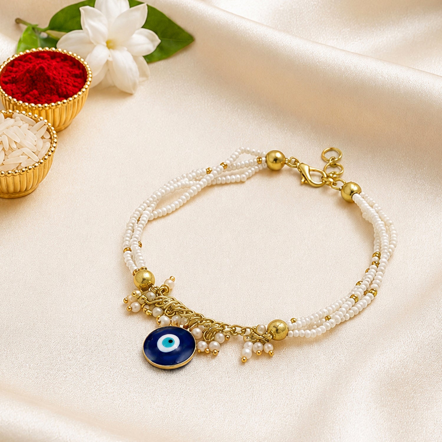 Artklim Classic Blue Evil Eye Bhaiya Bhabhi Rakhi