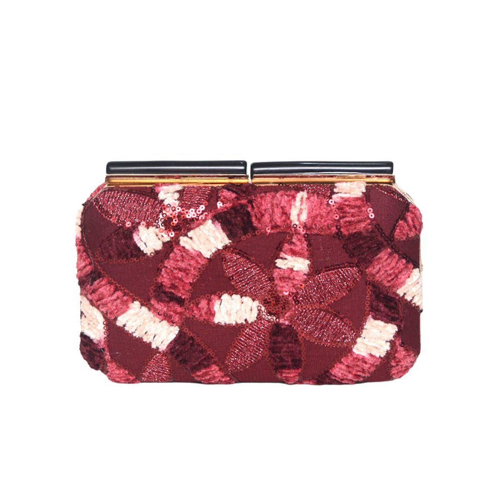 Red Beaded Sequined Flower Clutch Bags Evening Bags