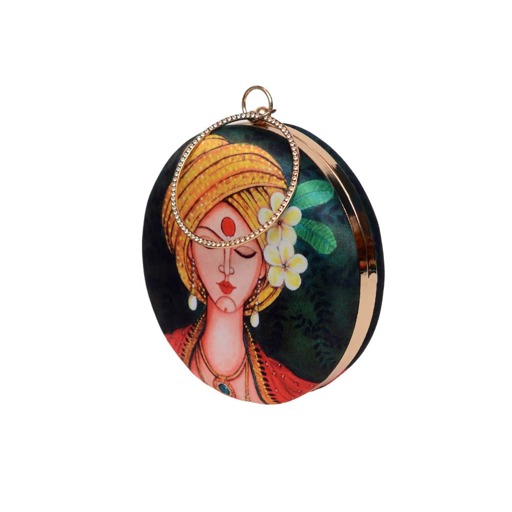 Indian Women Printed Round Clutch