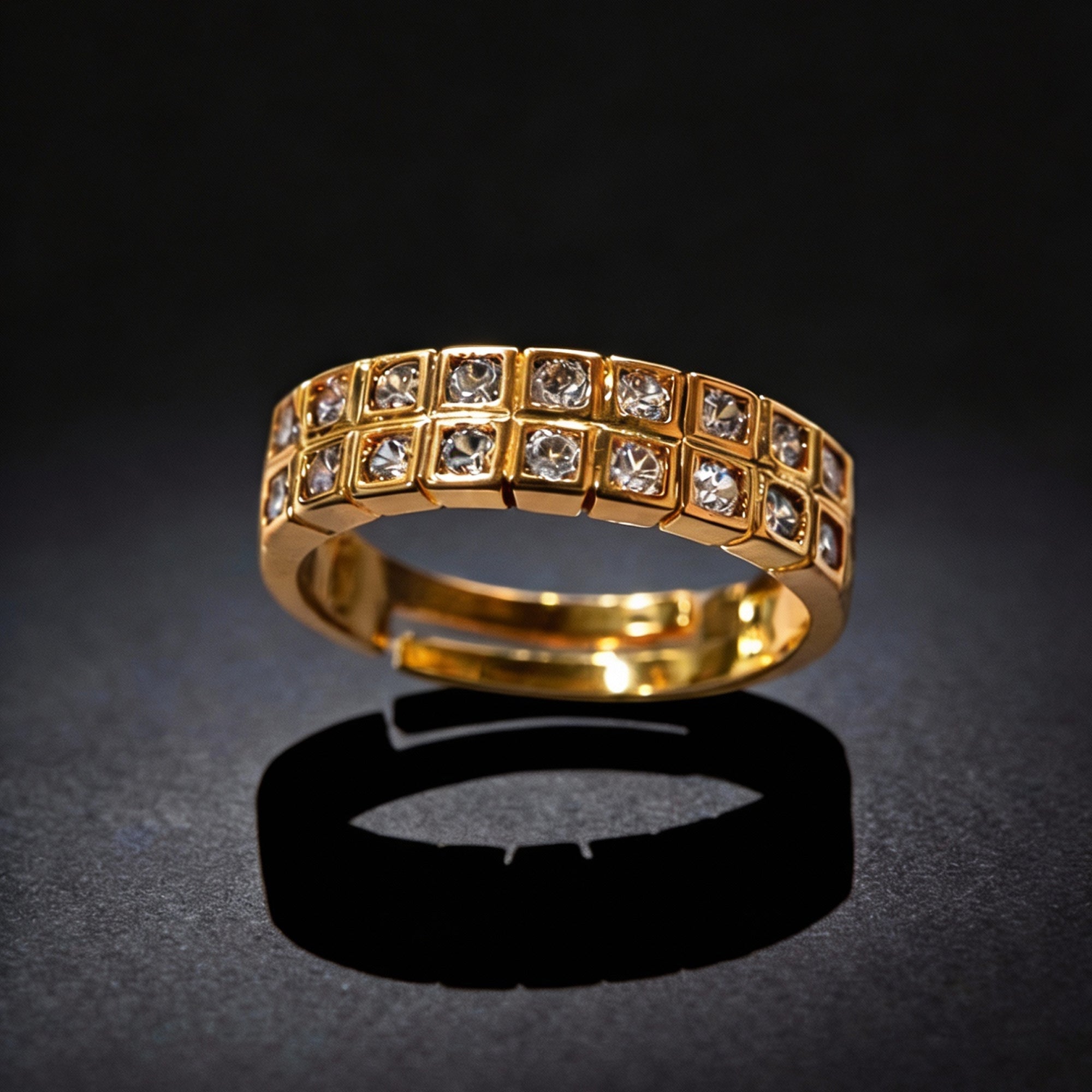 Artklim Gold-Plated Grid Spark Anti-Tarnish Ring