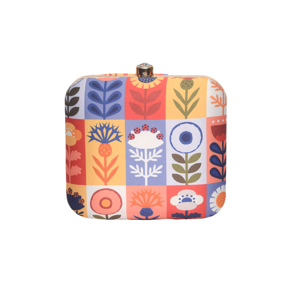 Multipattern Floral Printed Clutch