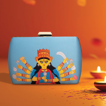 Artklim Durga Maa Blue Printed Clutch