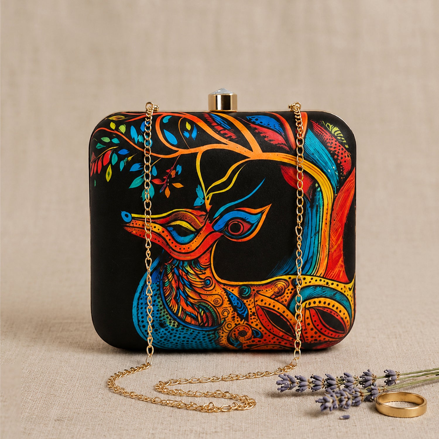 Artklim Colorbust Deer Elegance Printed Clutch