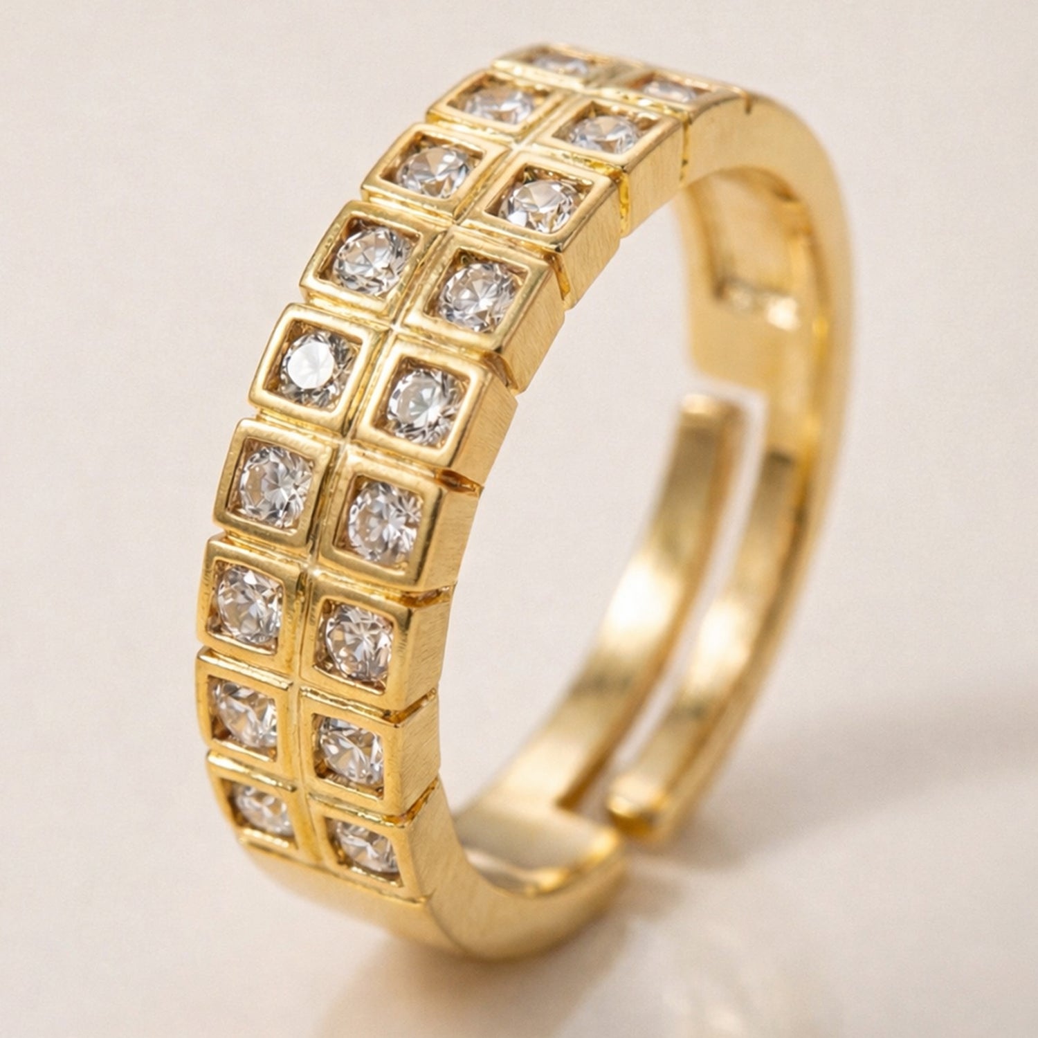 Artklim Gold-Plated Grid Spark Anti-Tarnish Ring