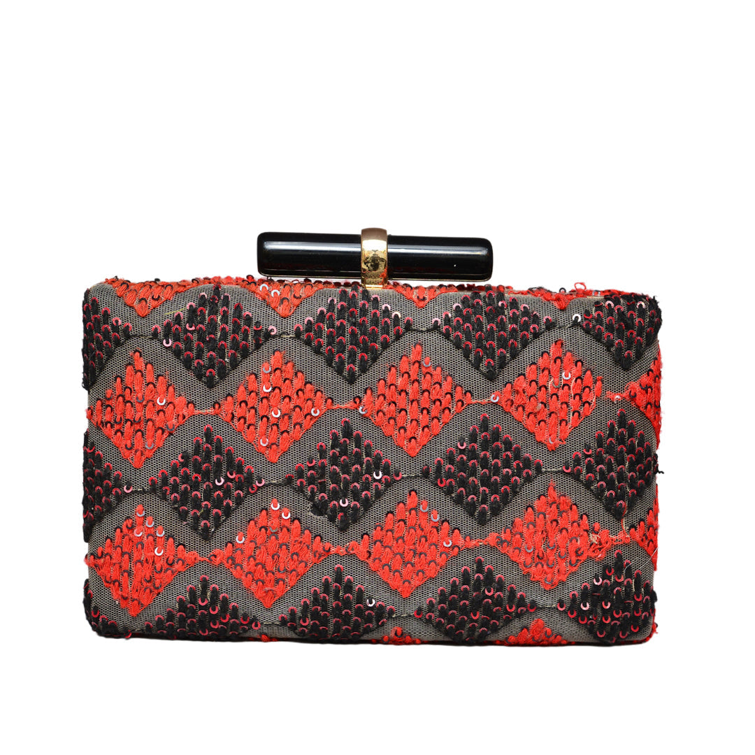 Red-Black Sequins Clutch