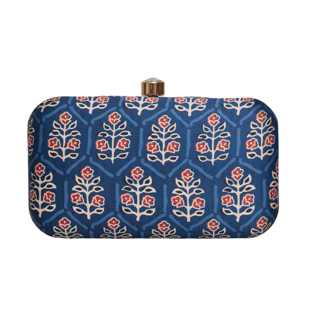 Blue Floral Printed Clutch