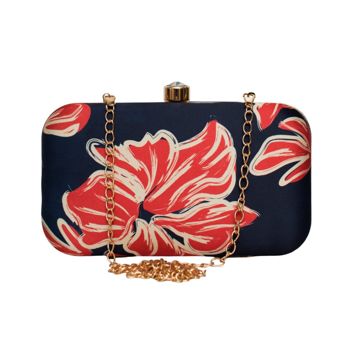 Red Flower Printed Clutch