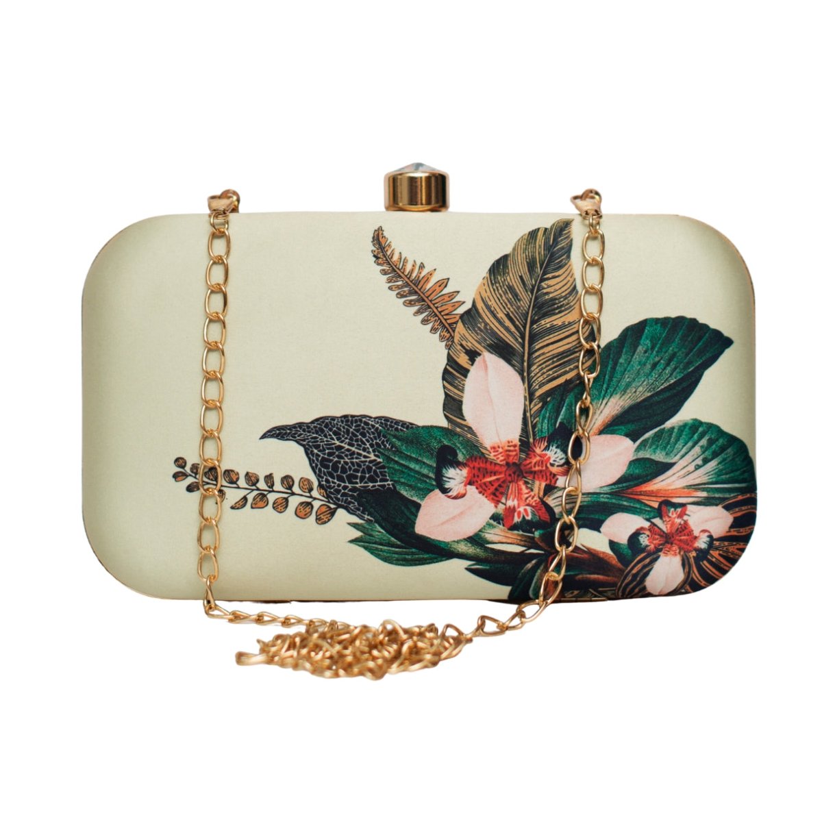 Green Leaf Printed Clutch