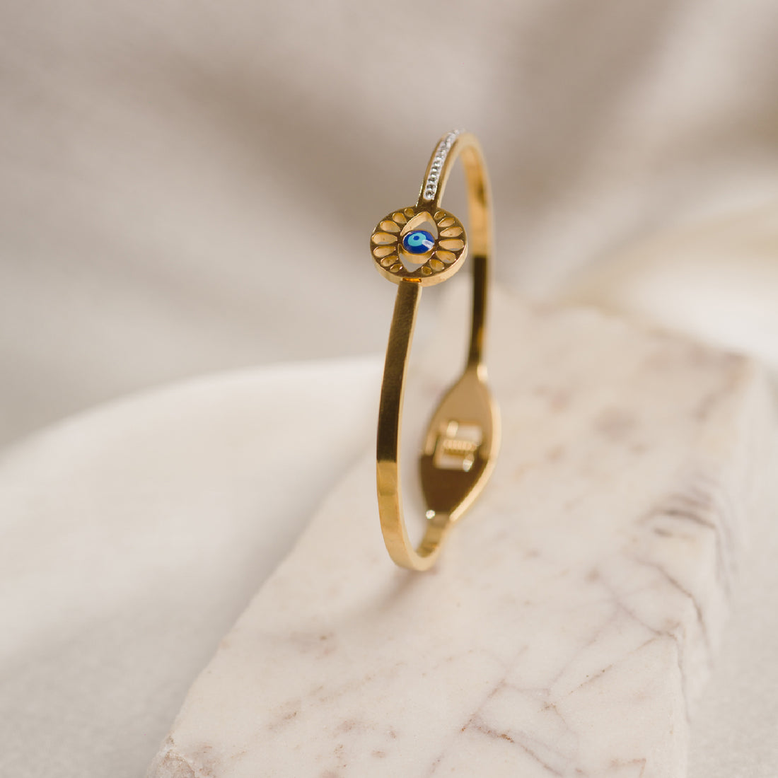 Artklim Gold Plated Evil Eye Bangle Bracelet