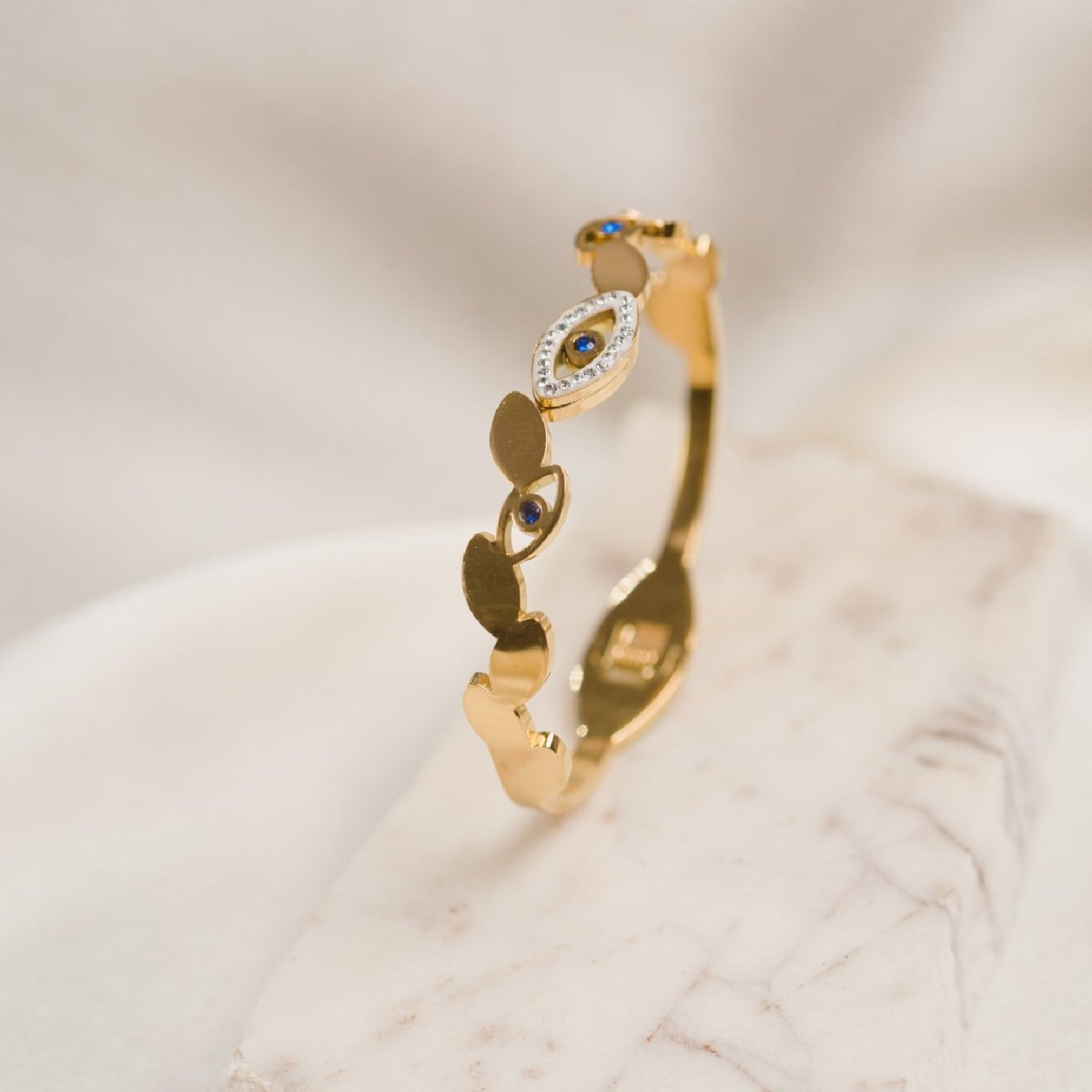Artklim Gold Plated Evil Eye Bangle Bracelet