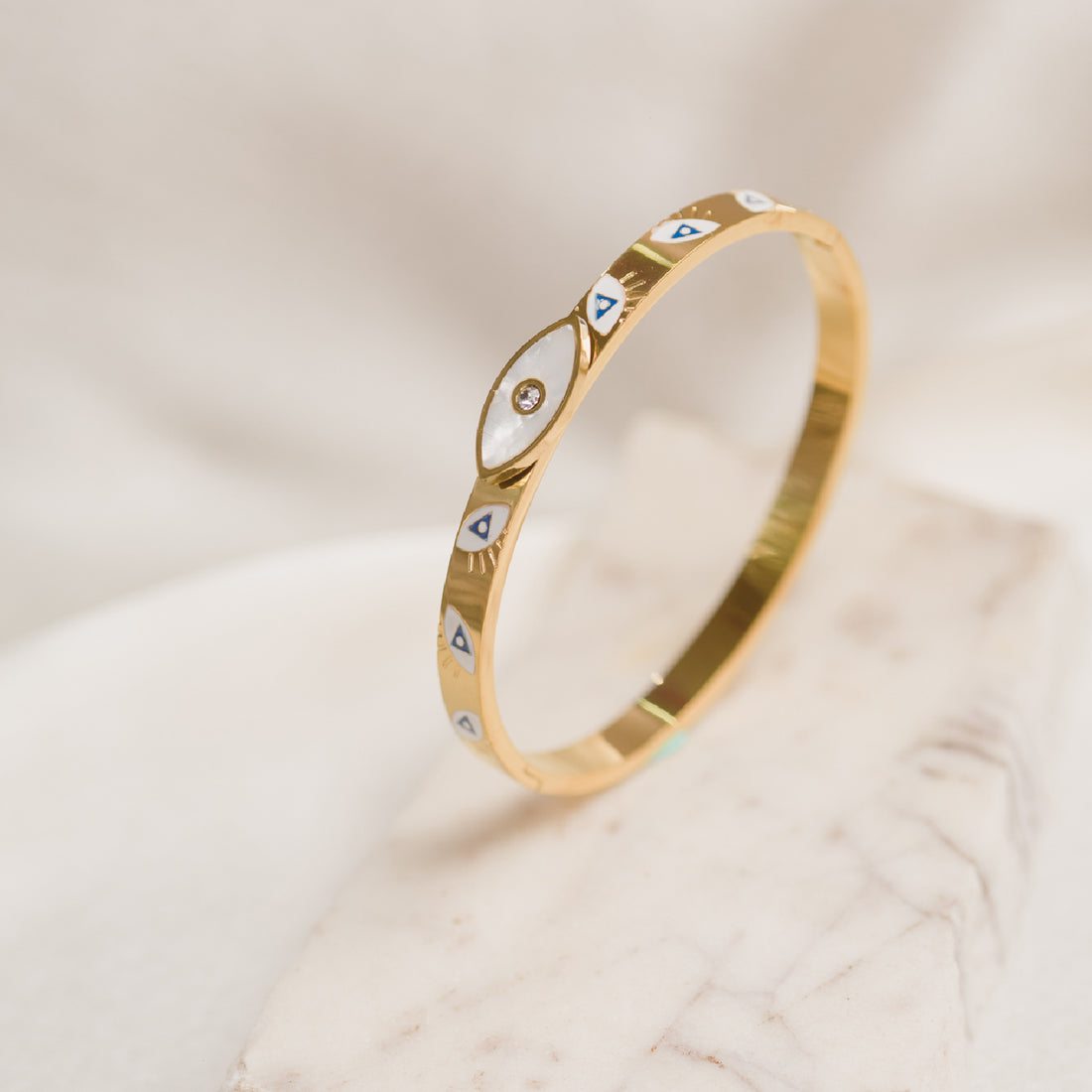 Artklim Gold Plated Evil Eye Bangle Bracelet