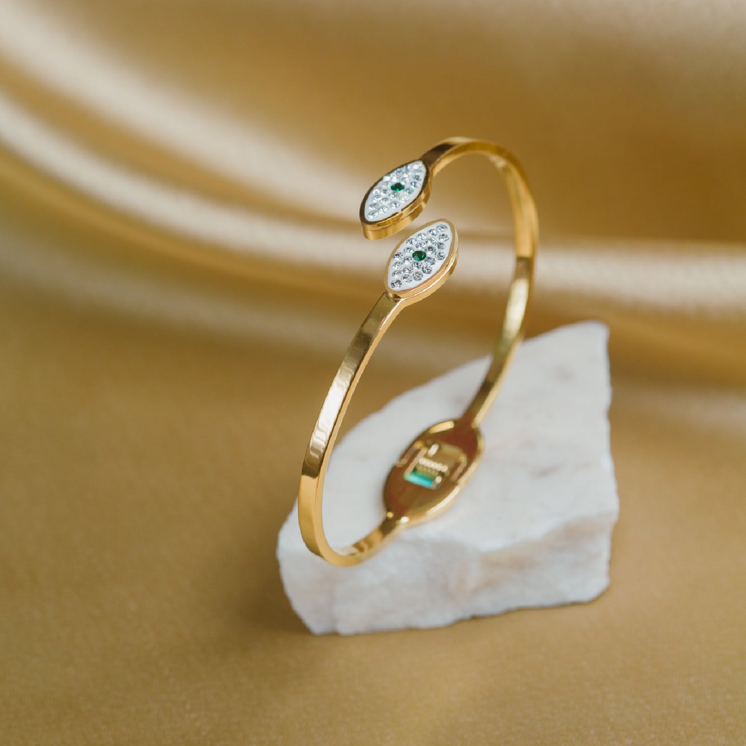 Artklim Gold Plated Evil Eye Bangle Bracelet