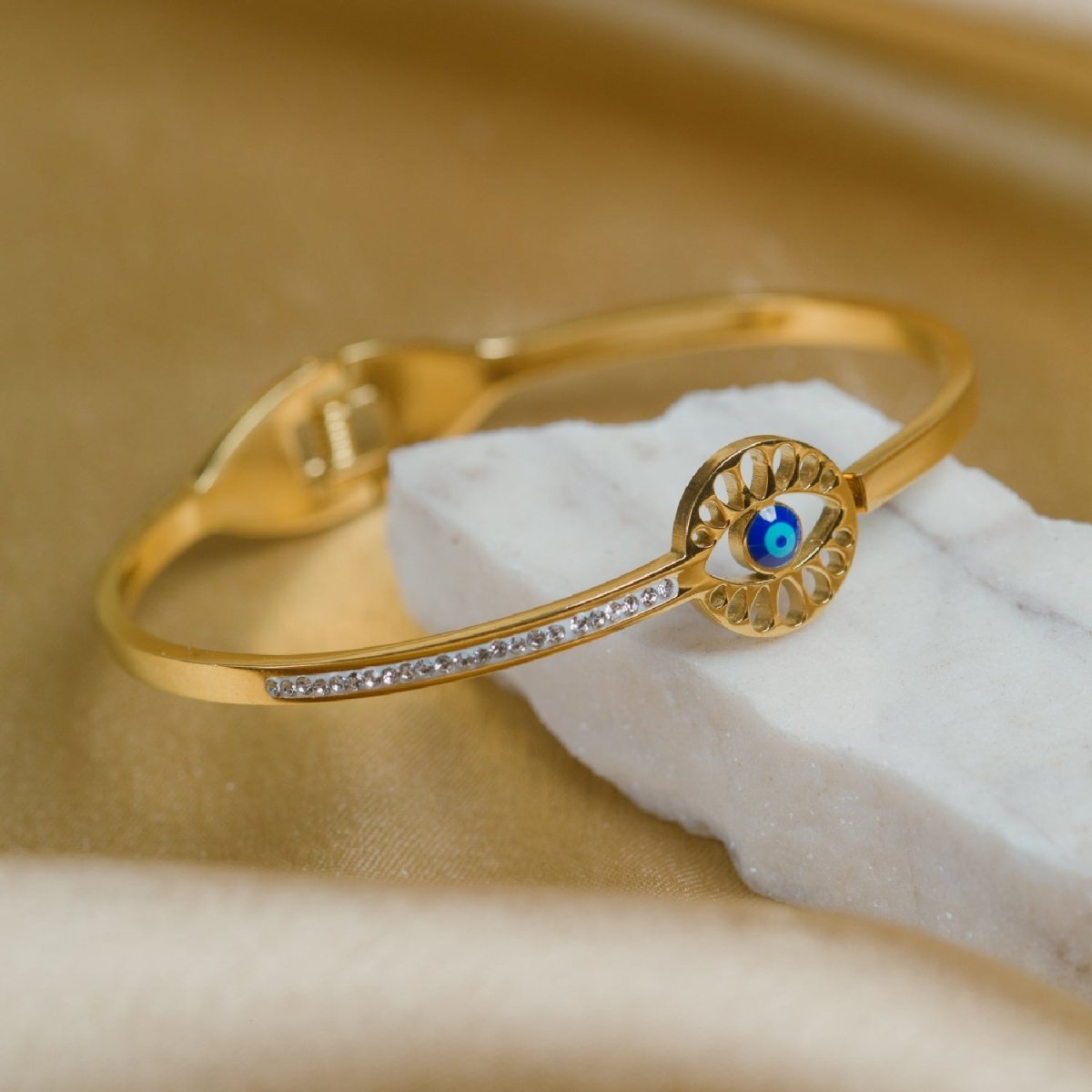 Artklim Gold Plated Evil Eye Bangle Bracelet