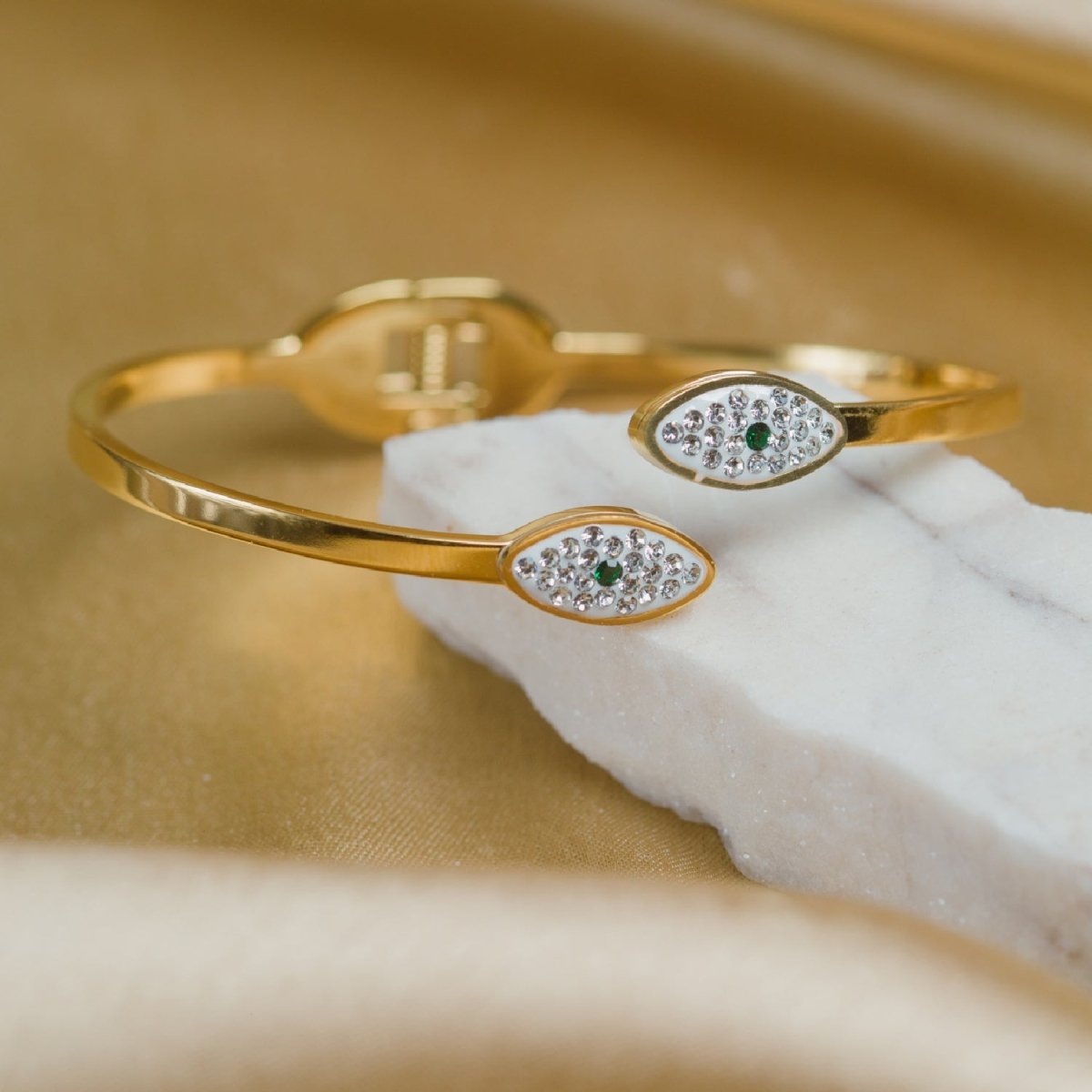 Artklim Gold Plated Evil Eye Bangle Bracelet