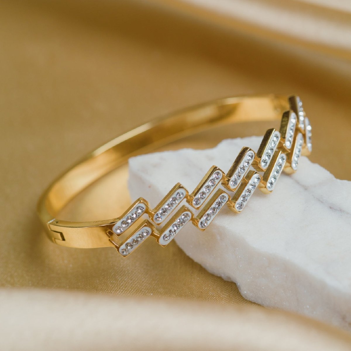 Artklim Double Layer Gold Plated Bangle Bracelet