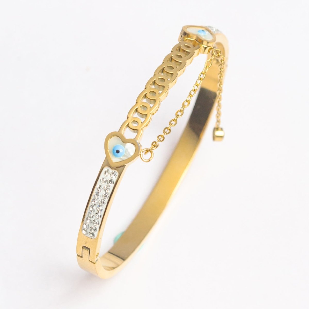 Artklim Gold Plated Heart Design Bangle Bracelet