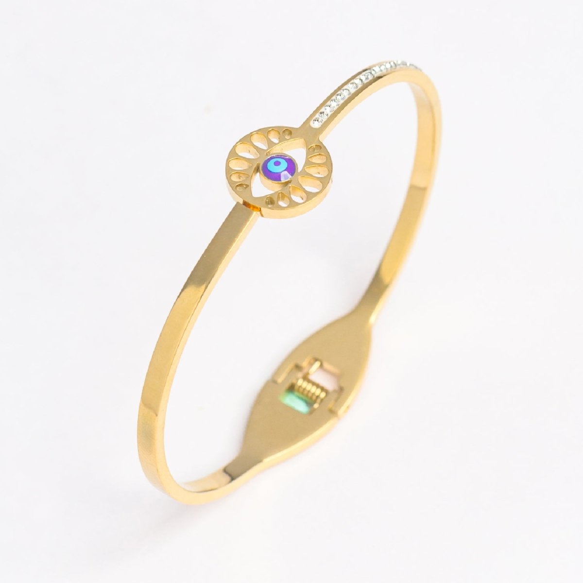 Artklim Gold Plated Evil Eye Bangle Bracelet