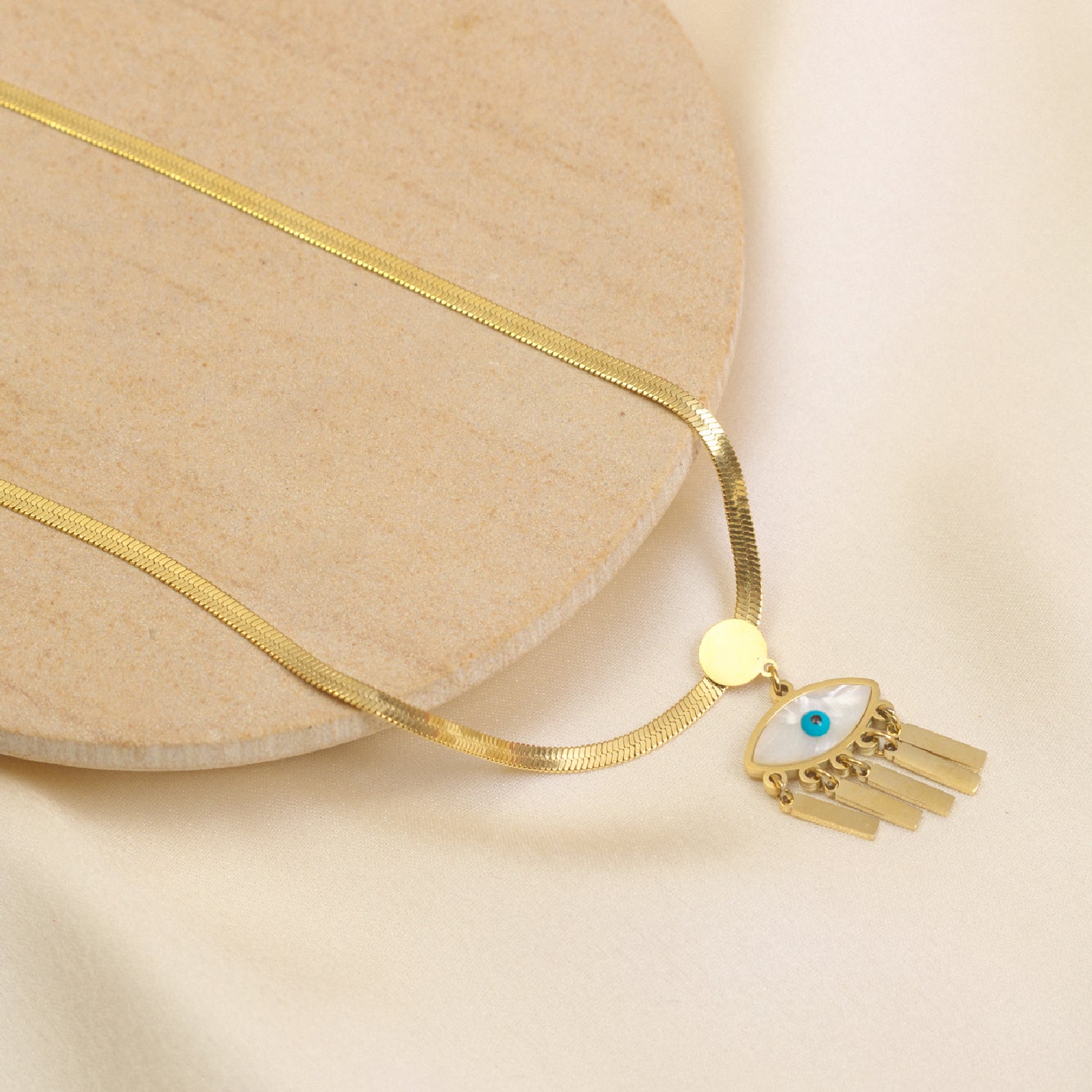 Artklim Gold Plated Evil Eye Pendant Necklace