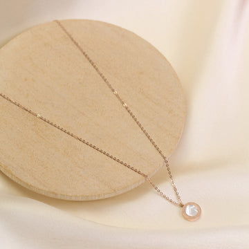 Artklim Gold Plated White Marble Pendant Necklace