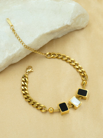 Artklim Gold-Plated Square Charm Anti-Tarnish Bracelet