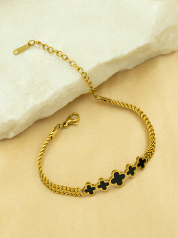 Artklim Gold-Plated Clover Charm Anti-Tarnish Bracelet