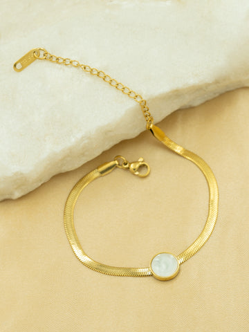 Artklim Gold-Plated Pearl Disc Anti-Tarnish Bracelet