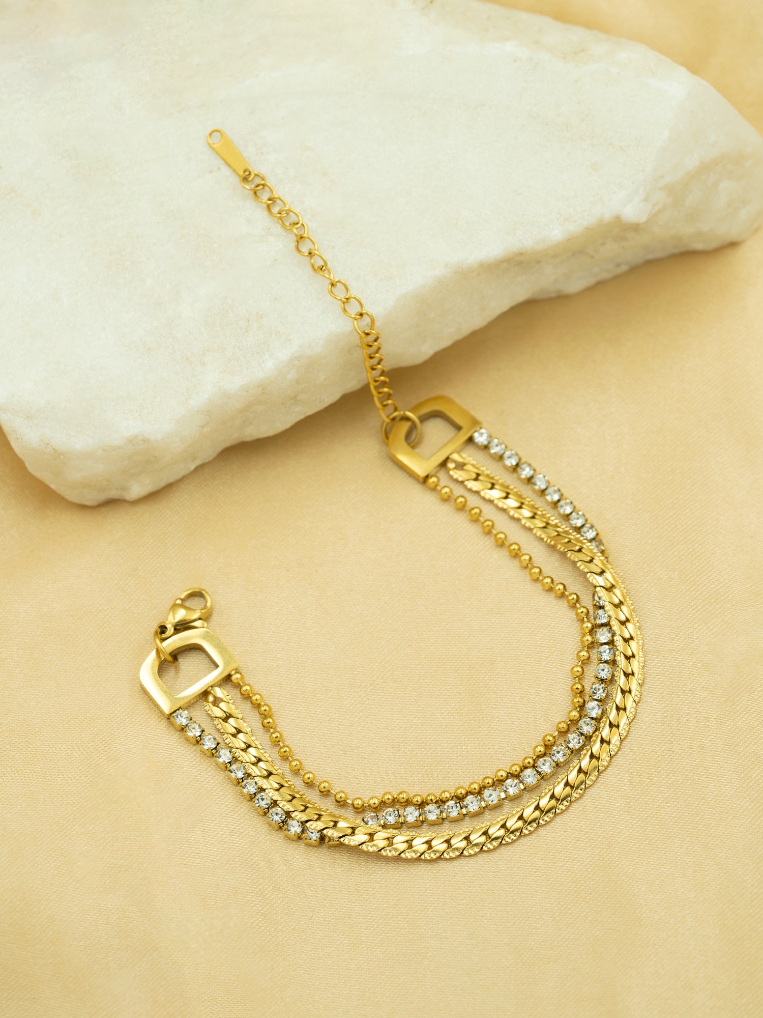 Artklim Gold-Plated Layered Chain Anti-Tarnish Bracelet