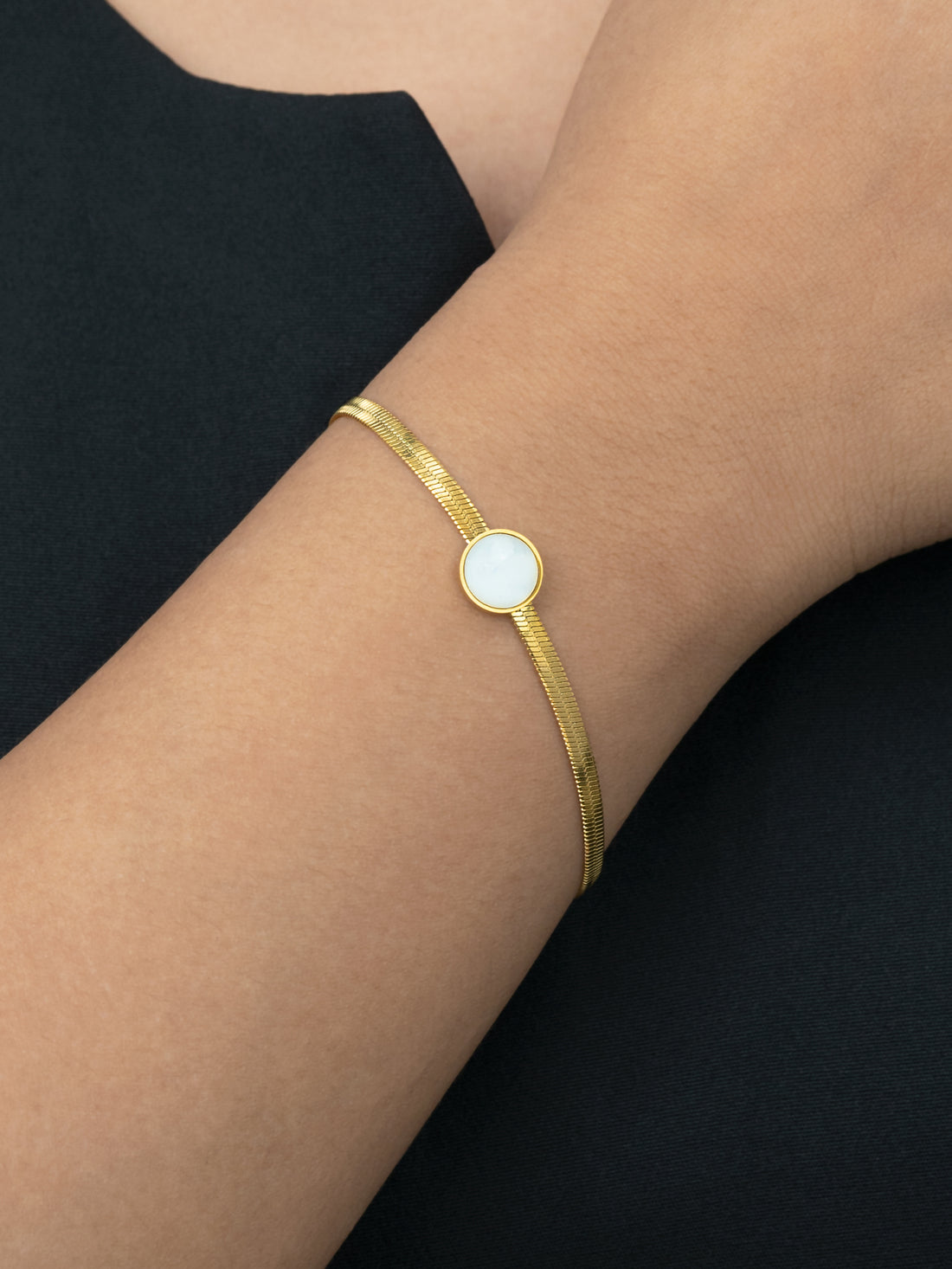 Artklim Gold-Plated Pearl Disc Anti-Tarnish Bracelet
