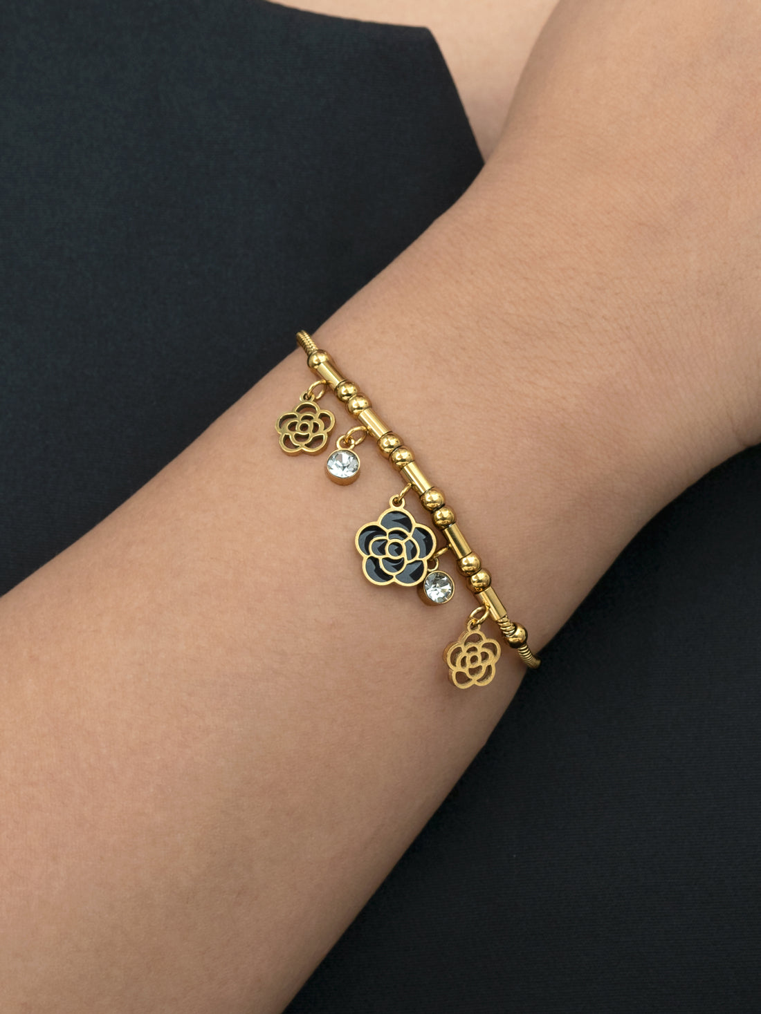 Artklim Gold-Plated Floral Charm Anti-Tarnish Bracelet