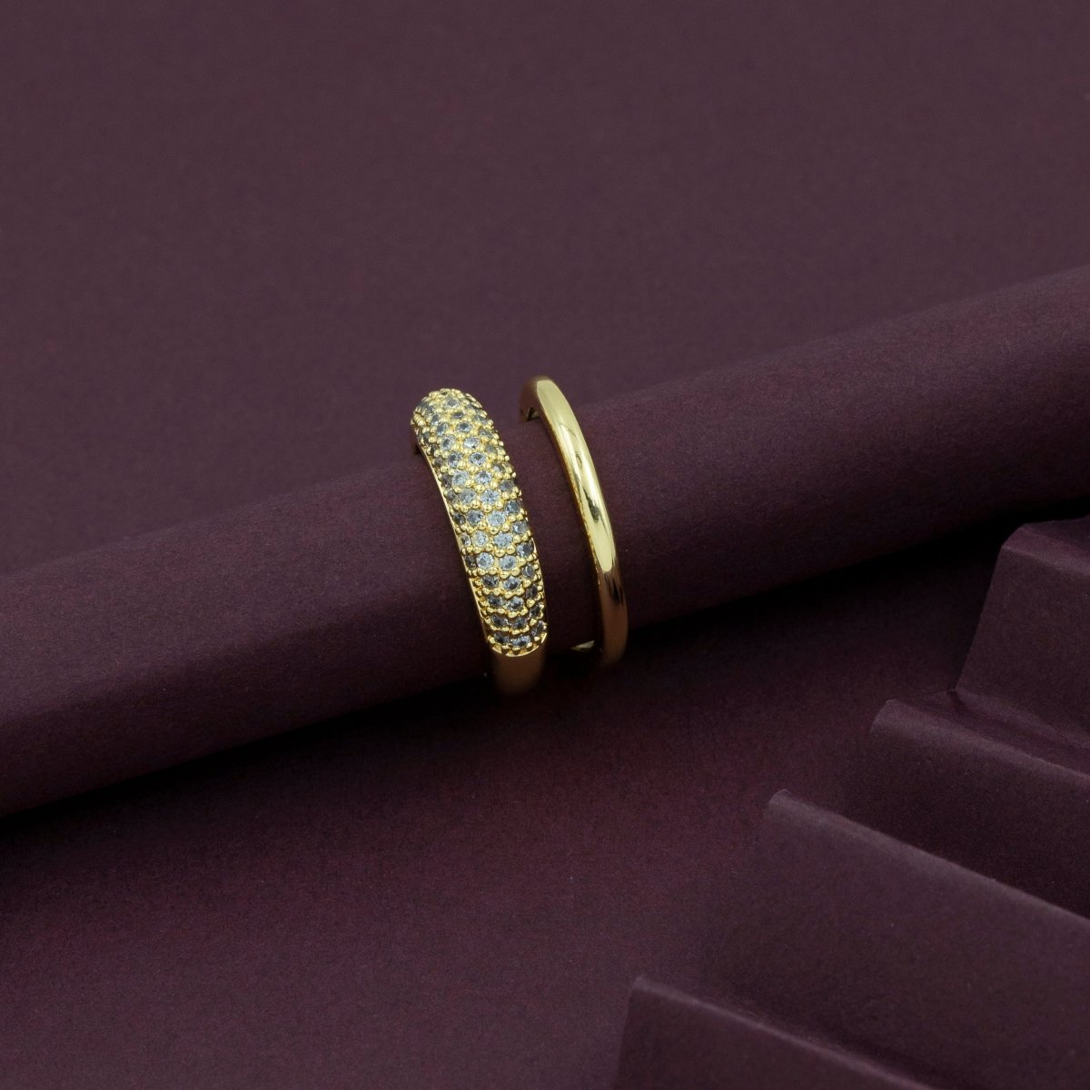 Artklim Gold Plated Vermail Design Double Adjustable Ring