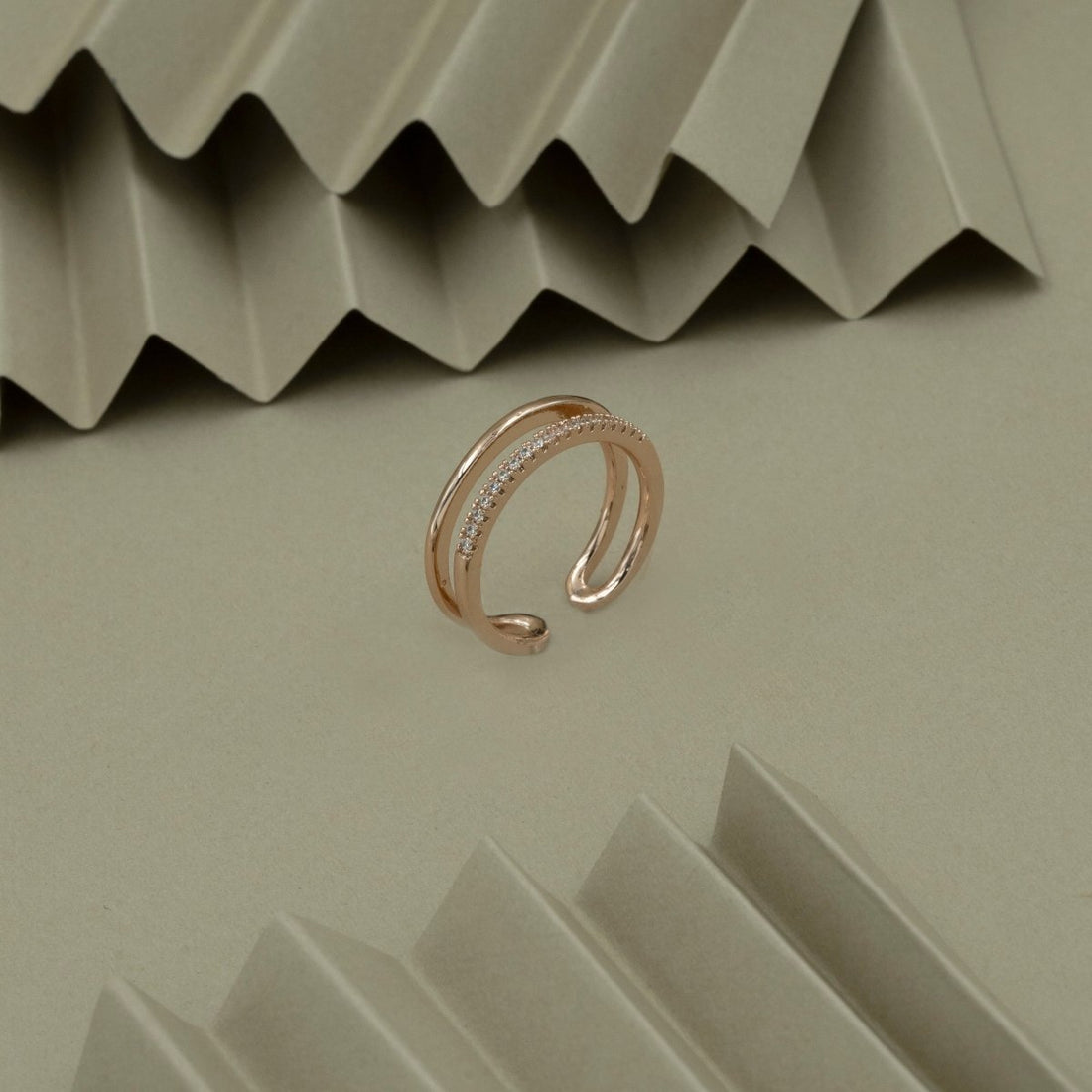 Artklim Gold Plated Designer Double Band Ring