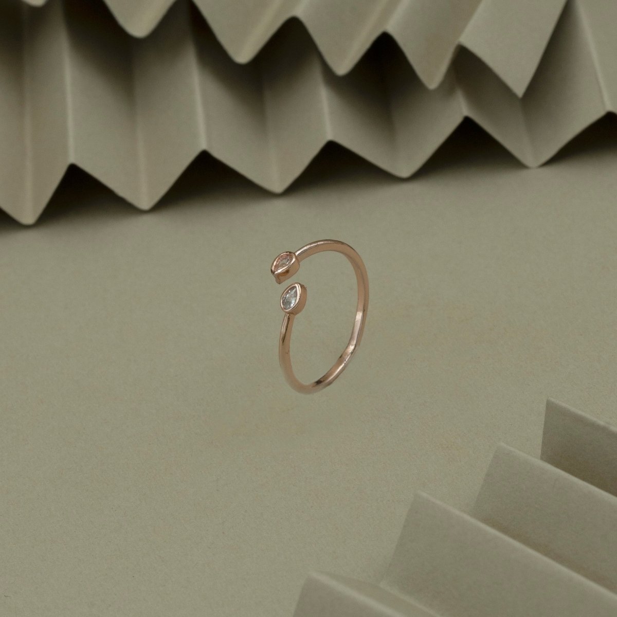 Artklim Gold Plated Double Flower Buds Designer Adjustable Ring