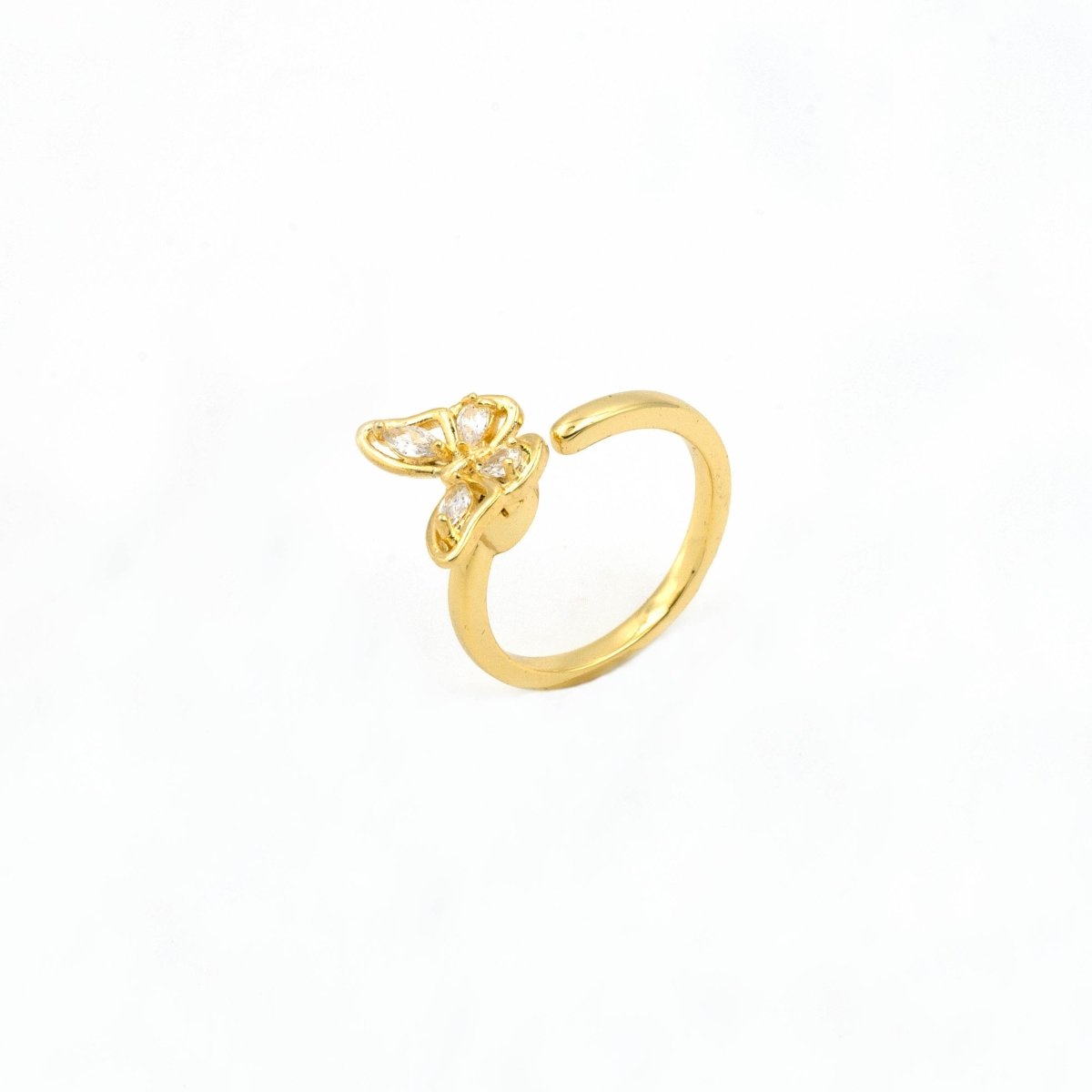 Artklim Gold Plated Studded Butterfly Shaped Adjustable Ring