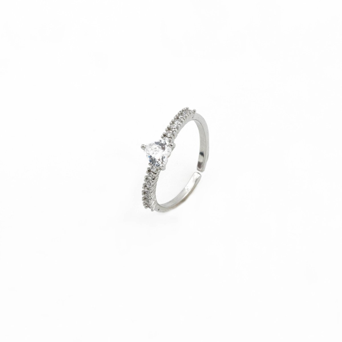 Artklim Silver Plated Solitaire Adjustable Ring