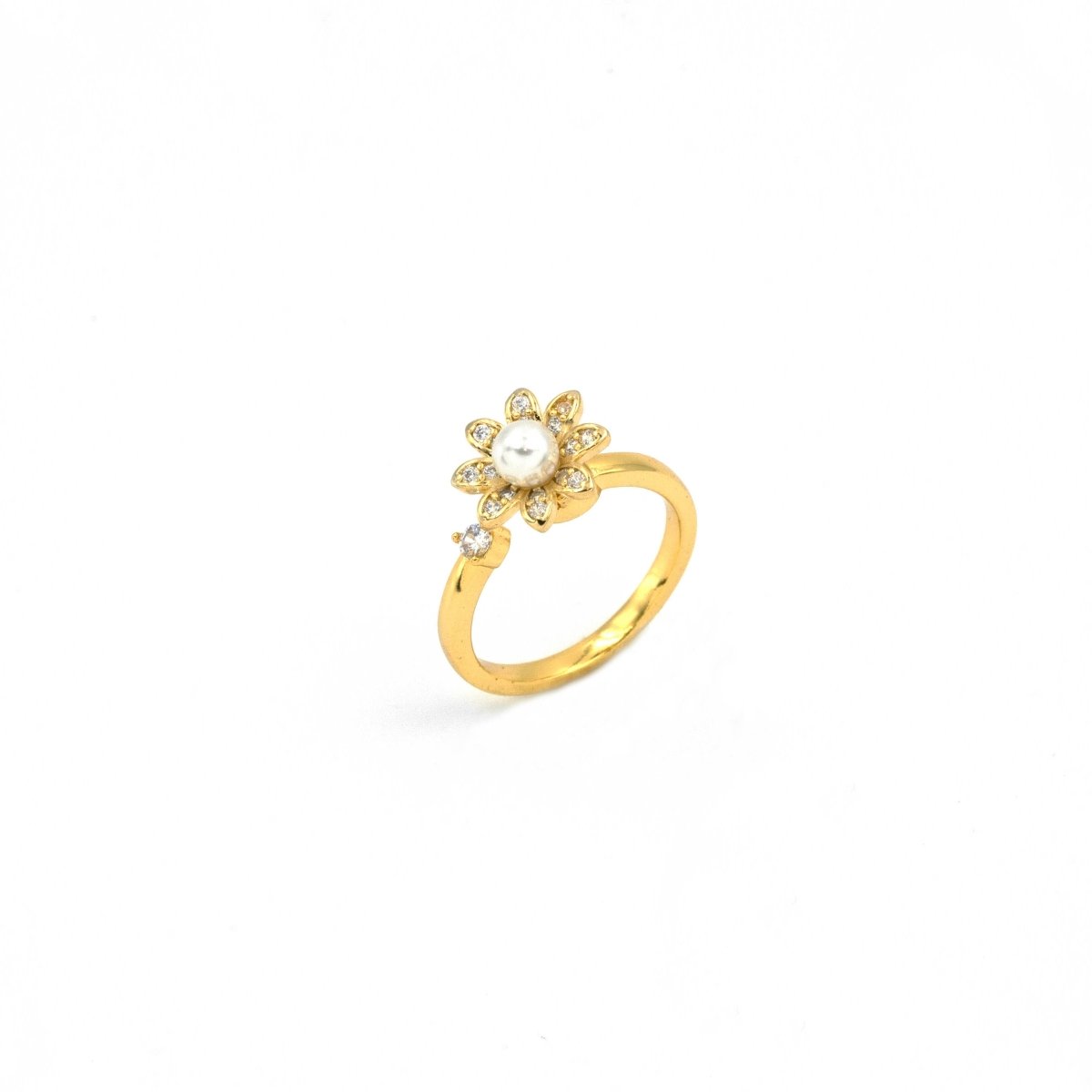 Artklim Gold Plated Elegant Flower Adjustable Ring