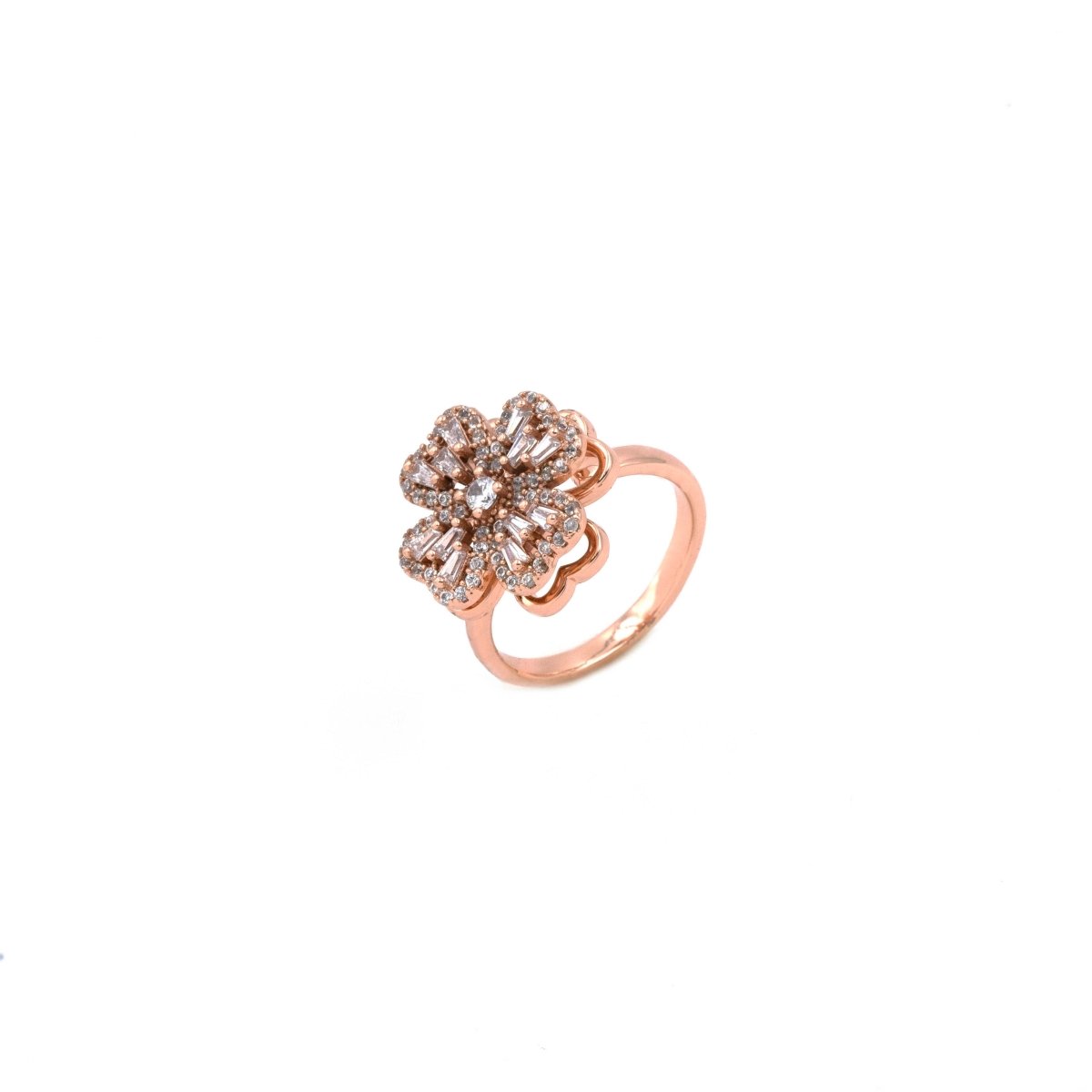 Artklim Gold Plated Designer Clover Flower Adjustable Ring