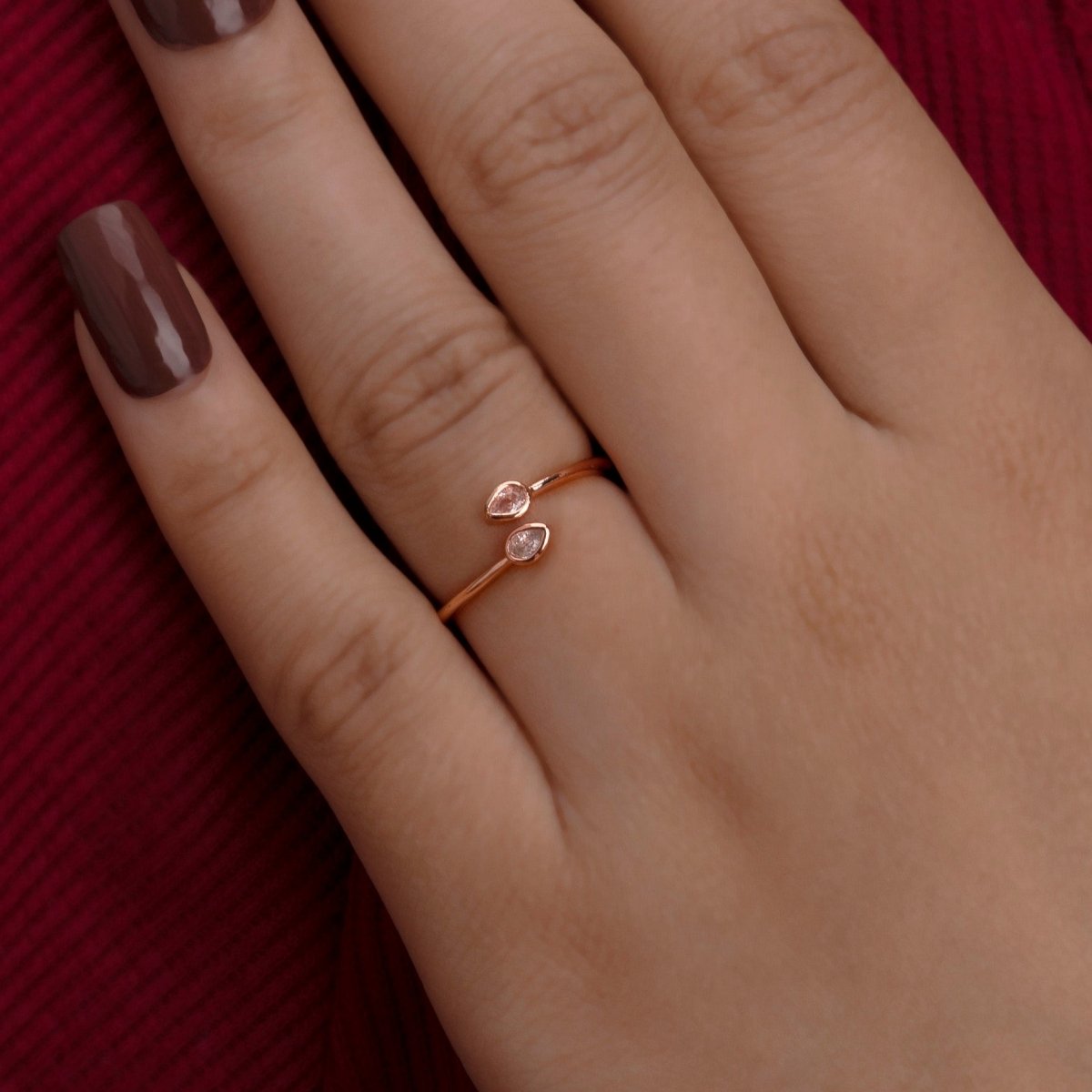 Artklim Gold Plated Double Flower Buds Designer Adjustable Ring