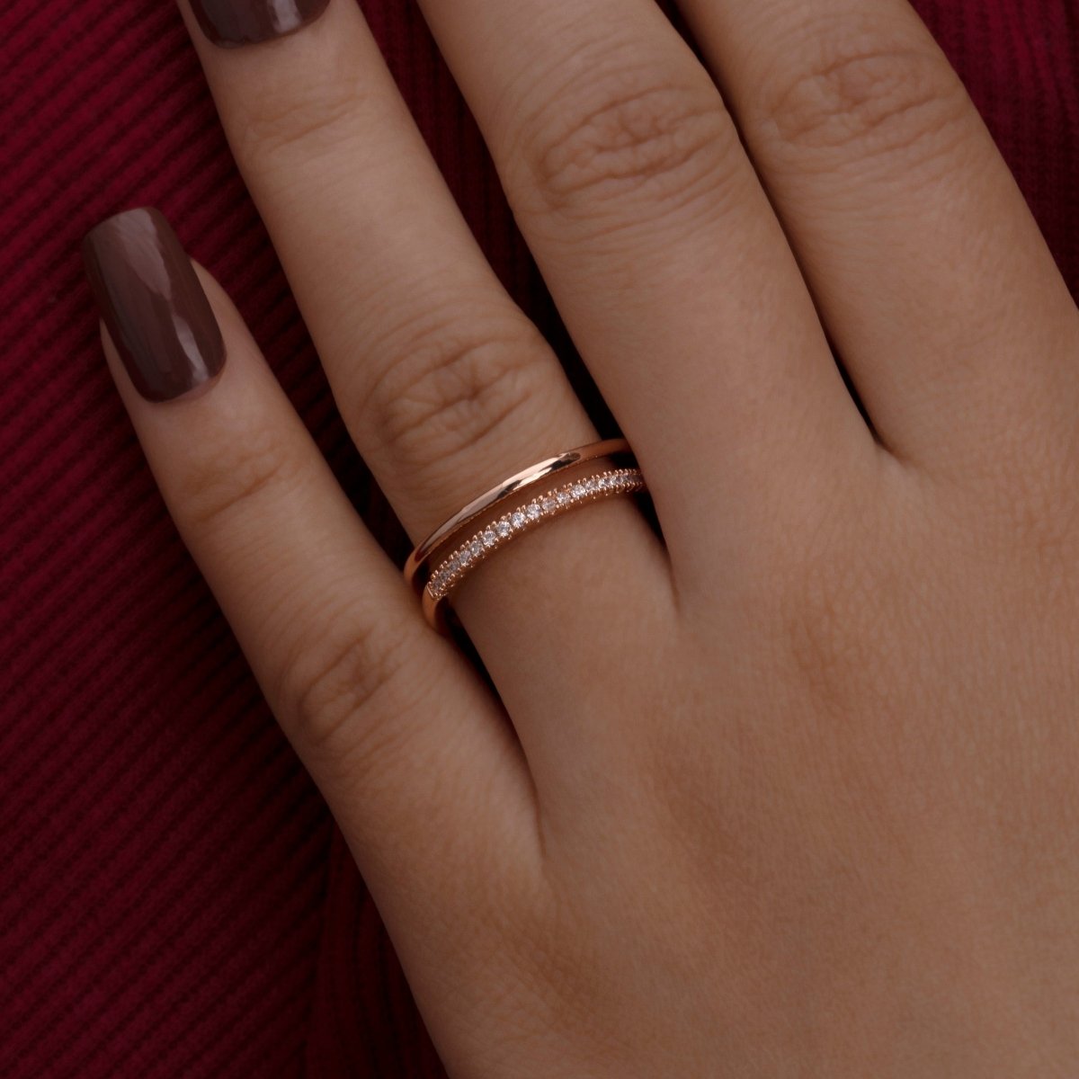 Artklim Gold Plated Designer Double Band Ring
