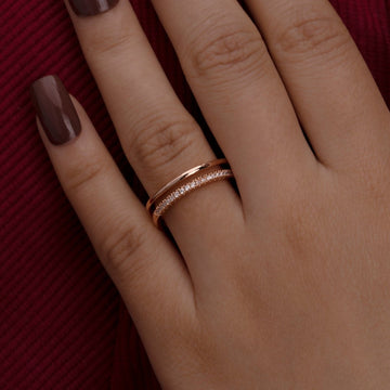 Artklim Gold Plated Designer Double Band Ring