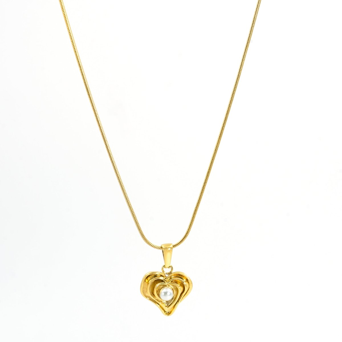 Artklim Gold Plated Heart And Pearl Pendant Necklace