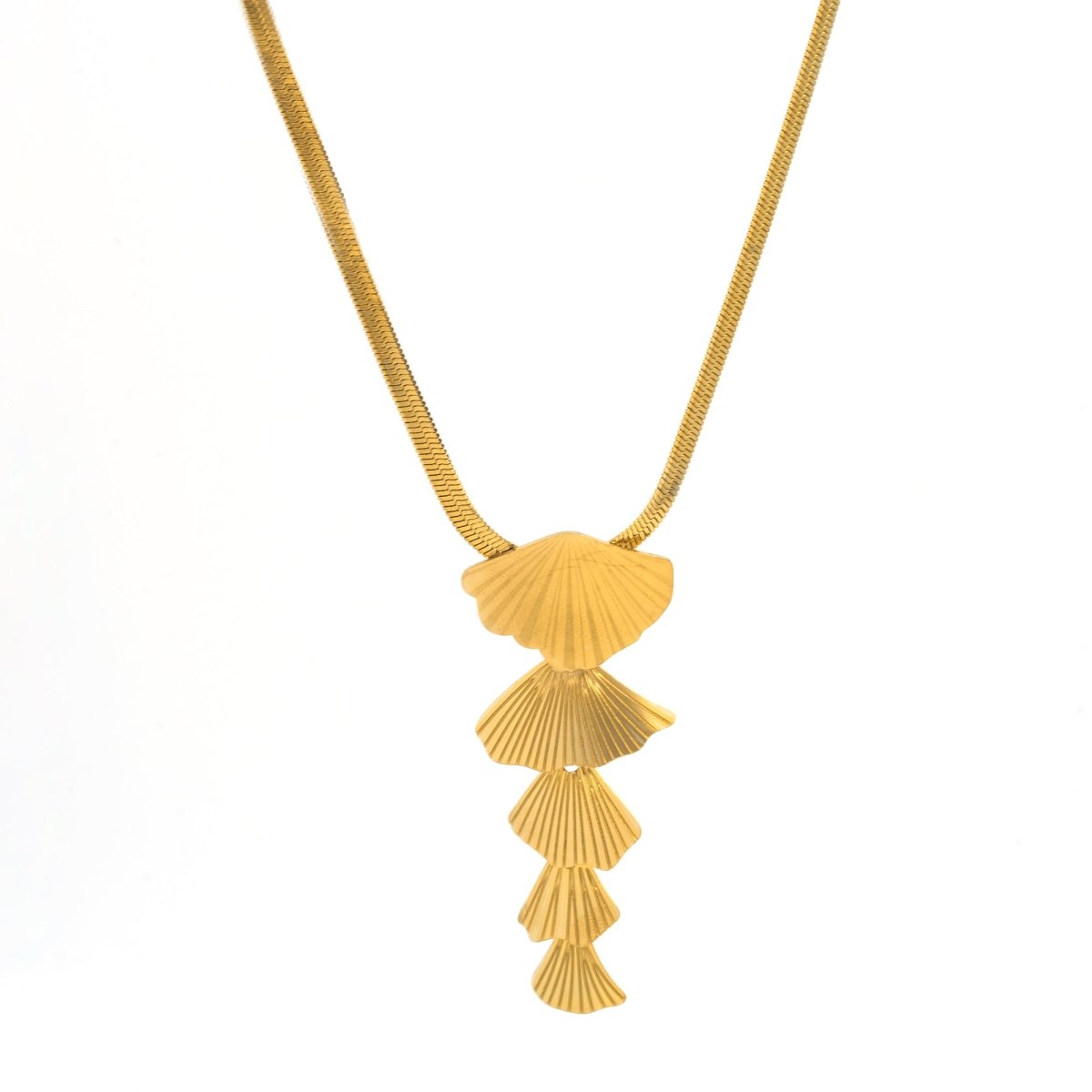 Artklim Gold Plated Ginkgo Leaves Pendant Necklace