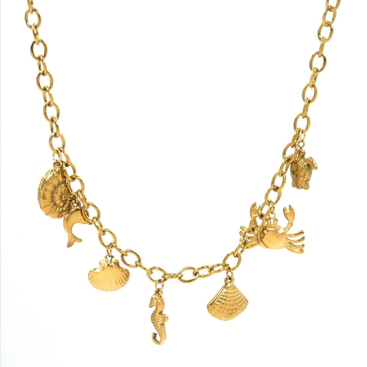 Artklim Gold Plated Sea Shore Charms Pendant Necklace