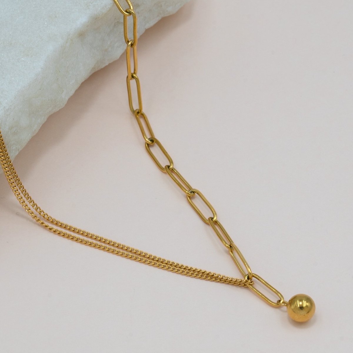 Artklim Gold Plated Round Pendant Double Layered Necklace