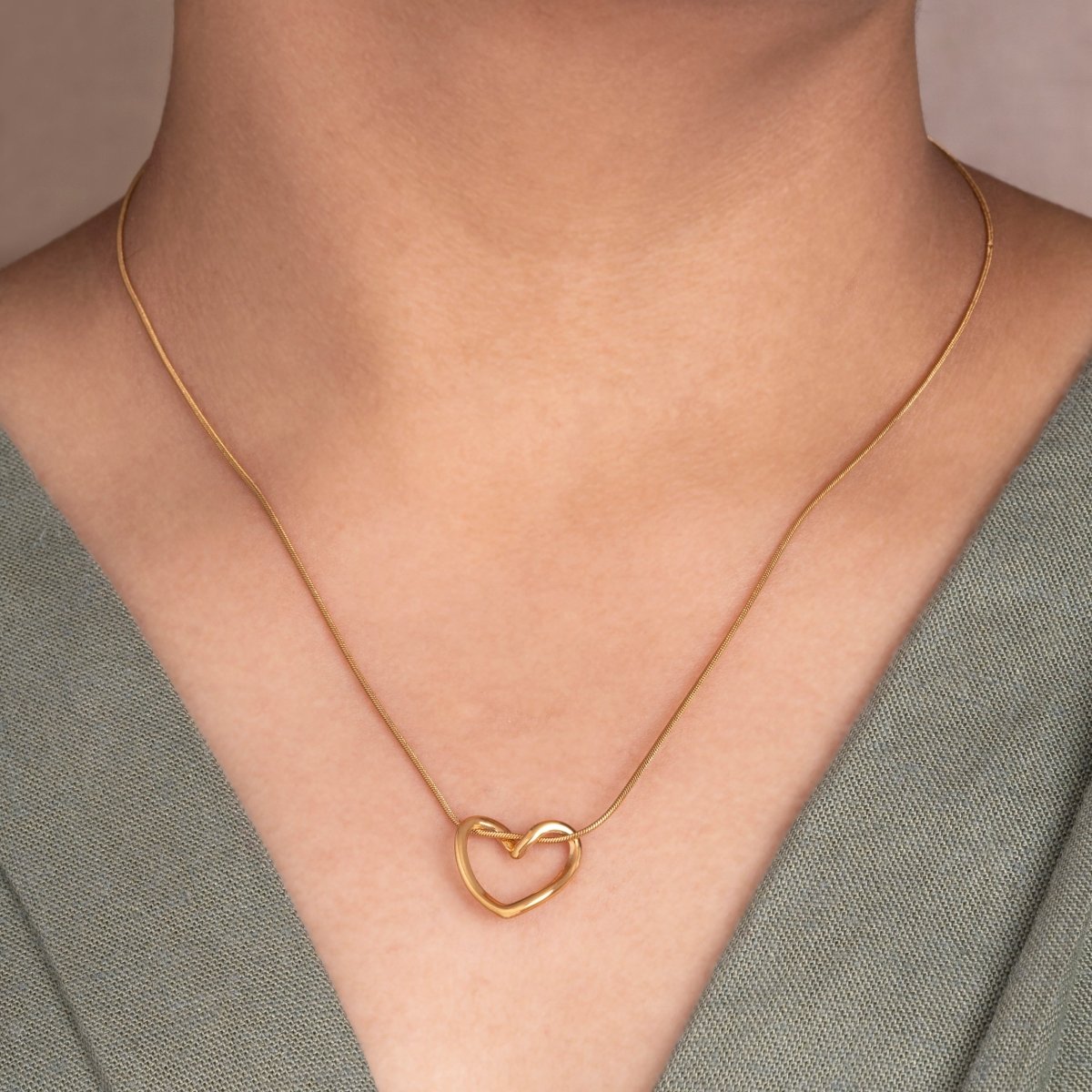 Artklim Gold Plated Minimalistic Heart Pendant Necklace